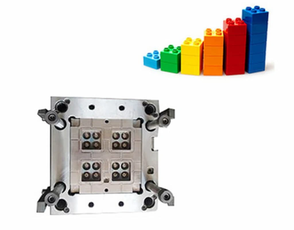 Colored LEGO bricks and mold cavity 