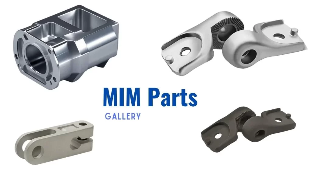 A gallery showcasing a variety of high-quality parts produced through the MIM process highlighting their intricate designs.