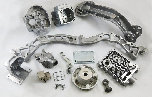 An image showing different automotive parts made from aluminum alloys 