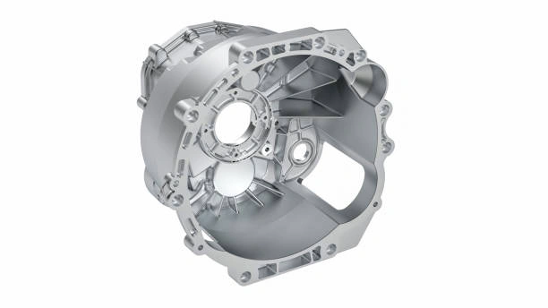 A close-up view of the magnesium gearbox housing, emphasizing the complexity of die-casting parts.