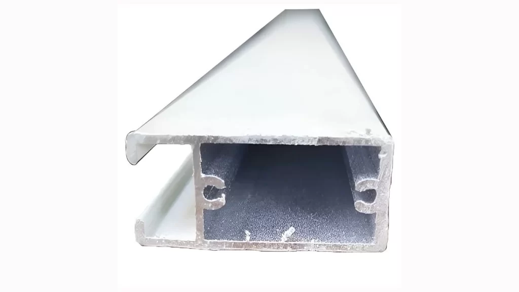 An image displaying an aluminum extruded part with reduced hollow sections. It emphasizes its efficient design and structural integrity