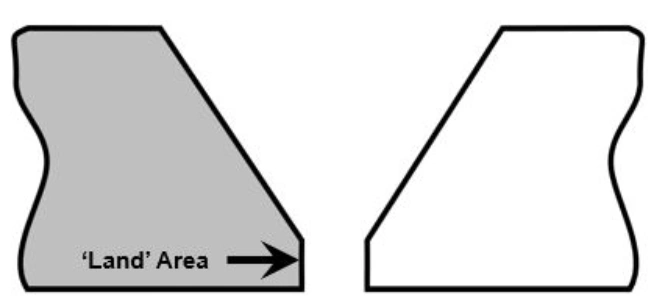 An image of two beveled surfaces side-by-side forming a V-bevel