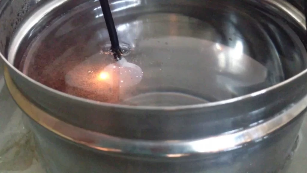 A close-up view forming plasma elec on substrate surface immersed in electrolytic oxidation