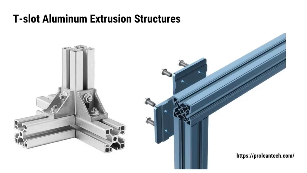 An image of ready-made T-slot aluminum extrusion profiles. These are assembled into a structure, demonstrating their ease of use for various applications