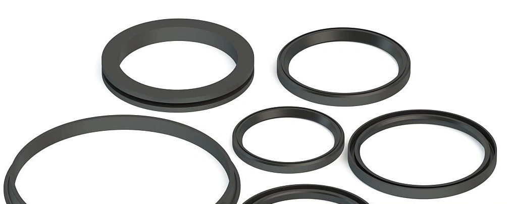 A set of sealing rings of different sizes on a white background