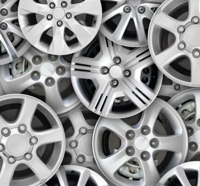 Cast metal car rims demonstrating precise casting