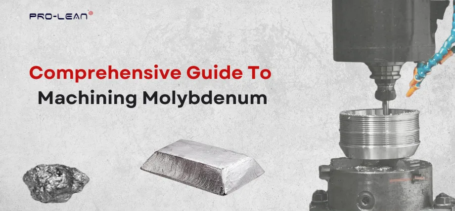 Molybdenum ore and ingot next to a part being machined on a CNC machine