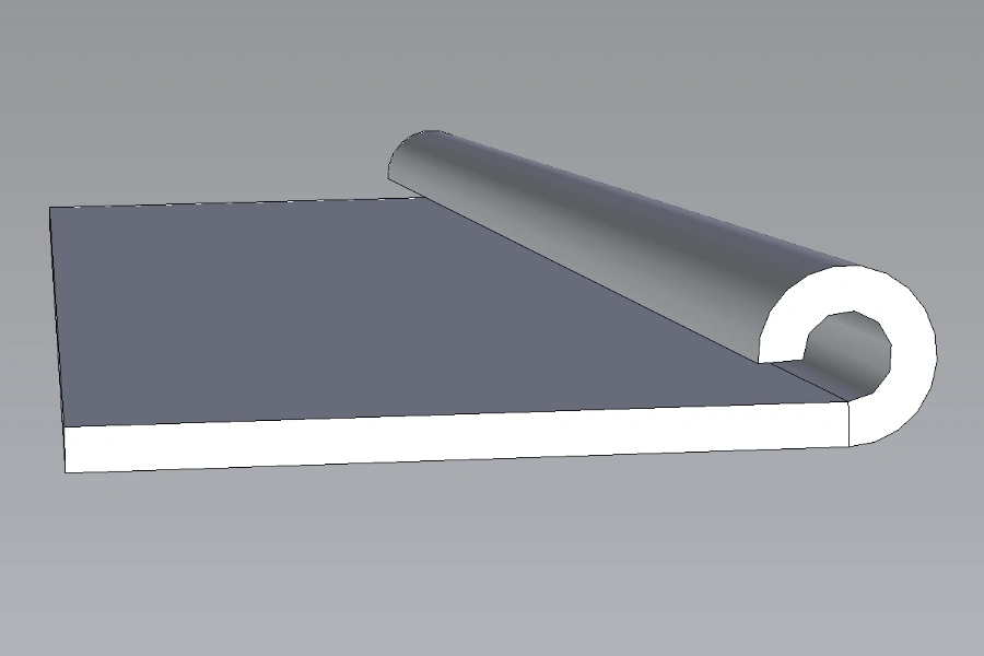 An image showing the profile of a rolled sheet metal hem