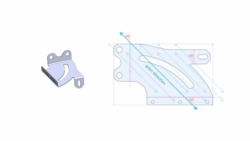 An image of a complex sheet metal part with intricate bends and cutouts. It showcases the precision and detailing in part fabrication