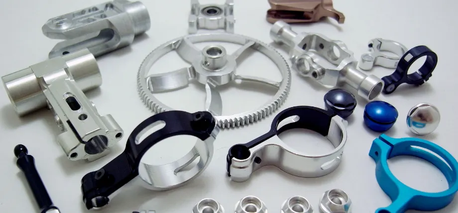 Gears, clamps, steering knuckles, aluminum nuts, machined arm