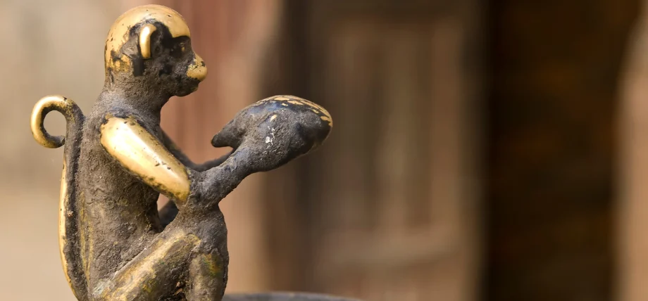 Copper monkey statue