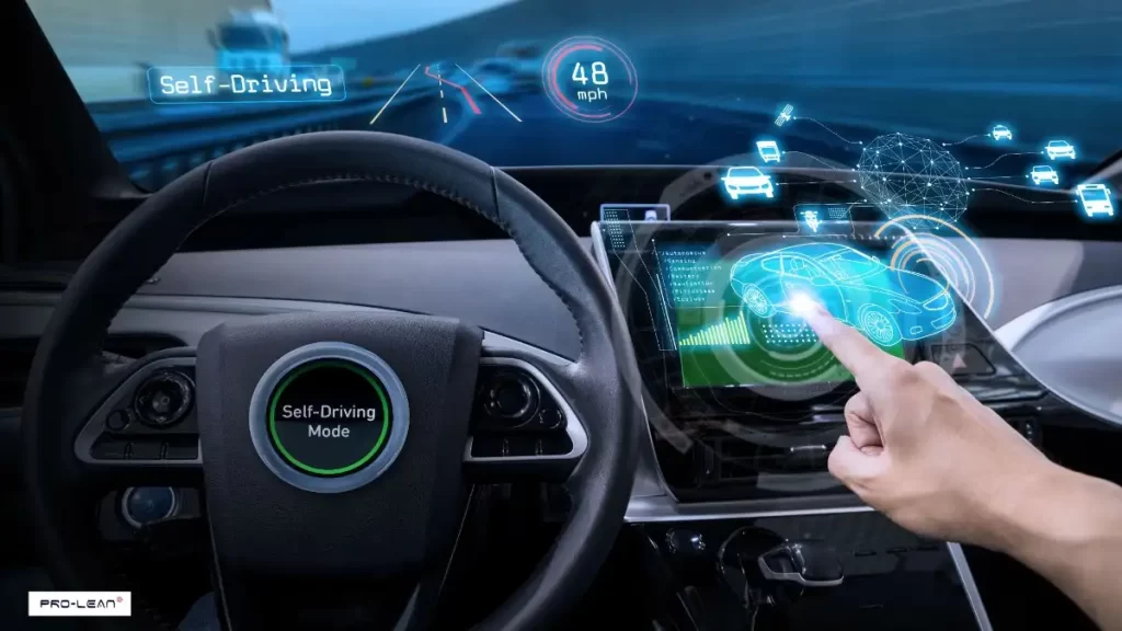 Futuristic car dashboard with advanced technology features.