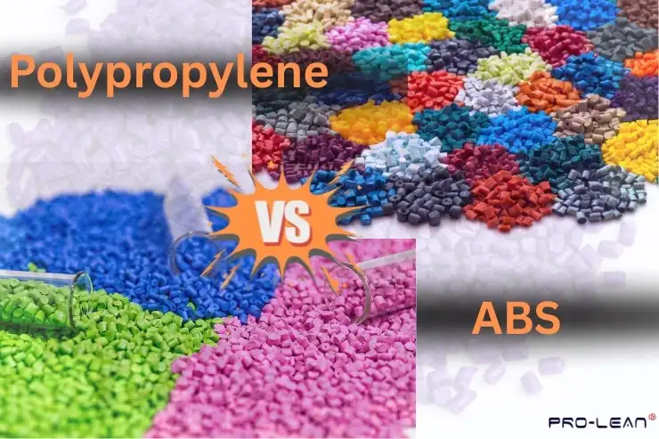 Colorful polypropylene and ABS plastic pellets compared side-by-side