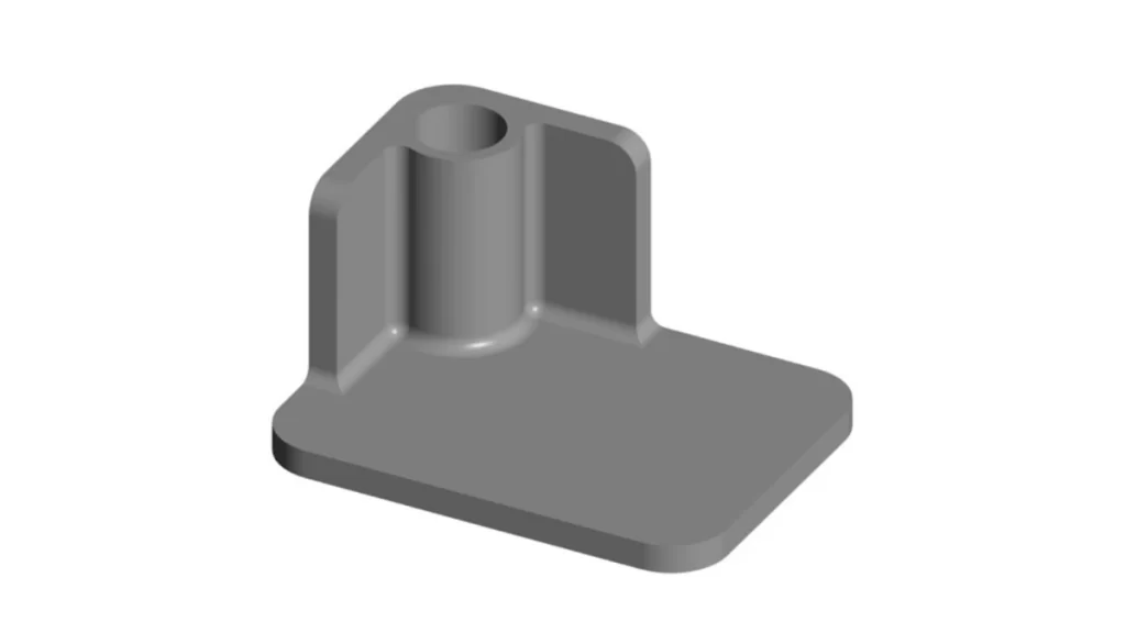 Depiction of round corners in a molded enclosure shape to reduce stress.