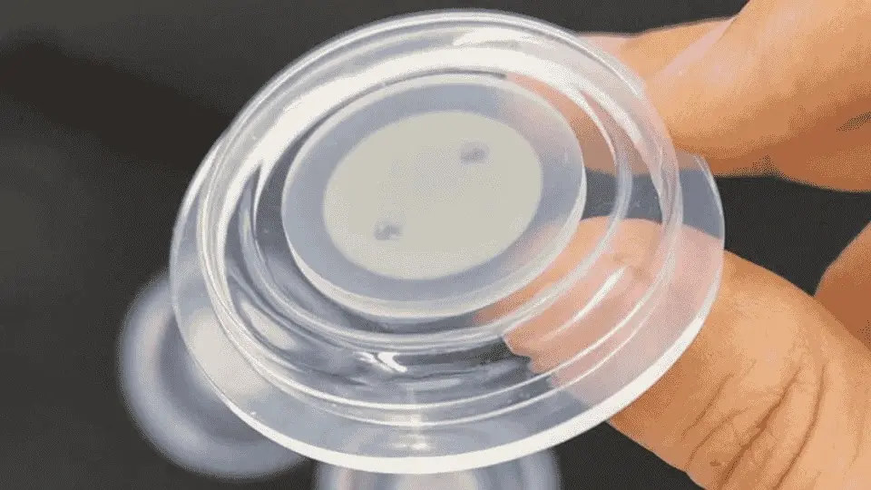 Close-up image of a person holding a rubber overmolded product. 