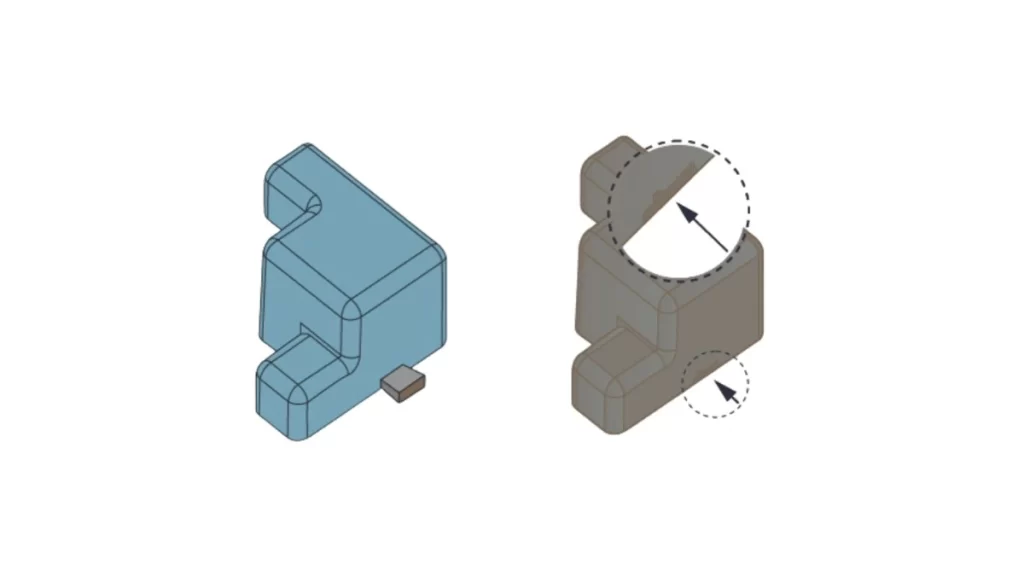 Side-by-side simulation showing poor and ideal plastic flow based on gate placement.