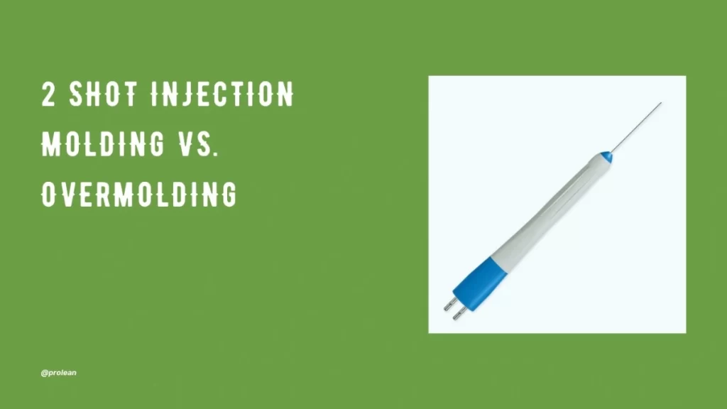 Feature image with text overlaid, highlighting the difference between two-shot injection molding and overmolding.