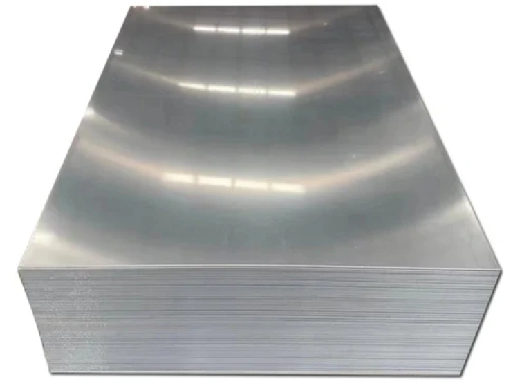 Sheets of smooth reflective 2024 aluminum piled together