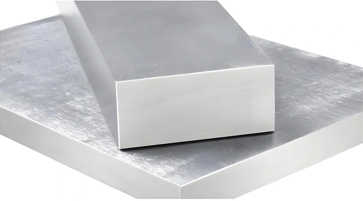 Two blocks of 7075 aluminum on a white surface  