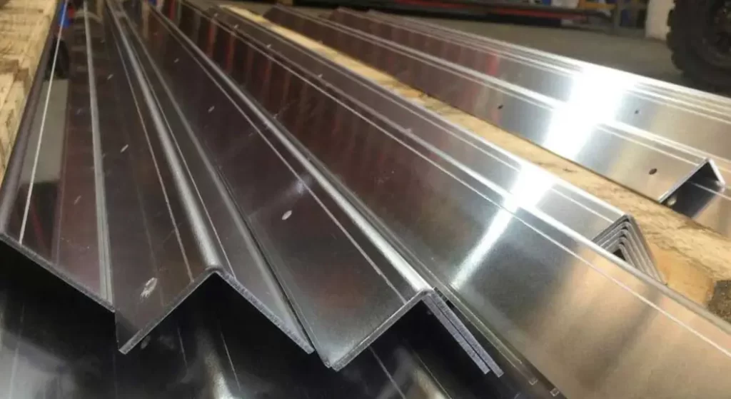 Several piles of finely polished 7075 material angles