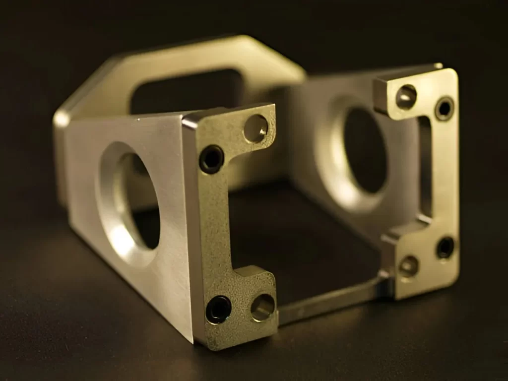 Aerospace milled product displayed clearly. It is showing detailed machining and a smooth surface finish.