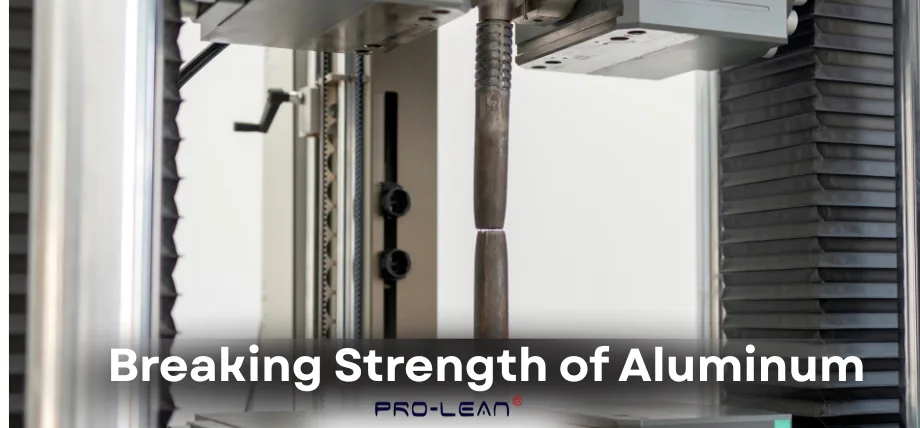 Aluminum specimen breaking with text “Breaking strength of aluminum”