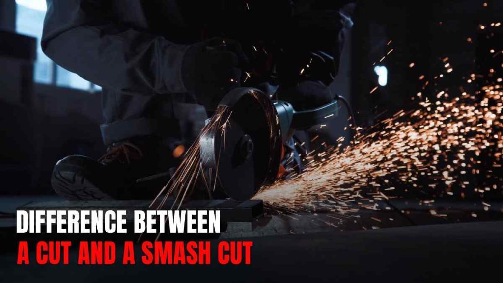 A person using an angle grinder to cut metal