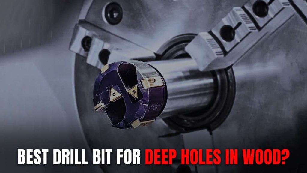 Close-up of a large drill bit with purple-hued 