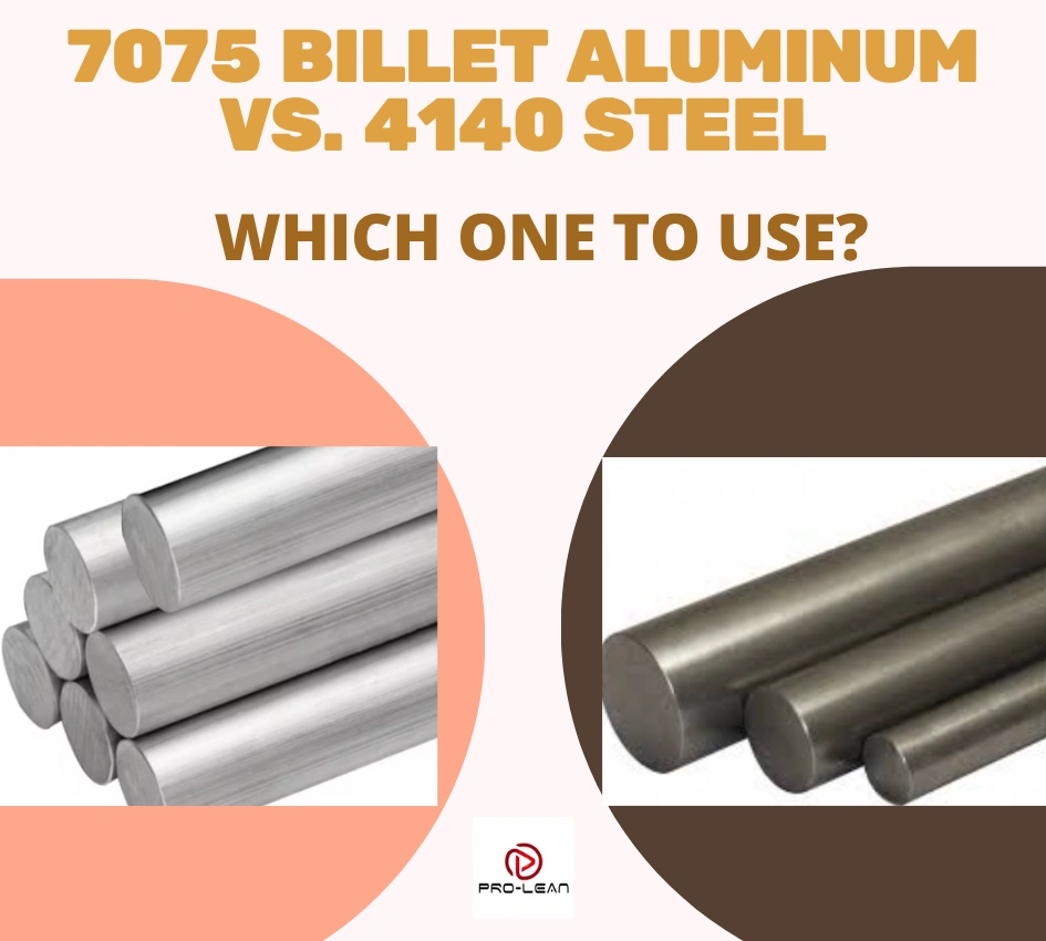 An image of round bars of 7075 billet aluminum and 4140 steel side-by-side