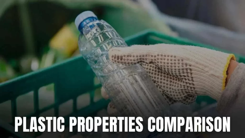 A gloved hand placing a clear plastic water bottle