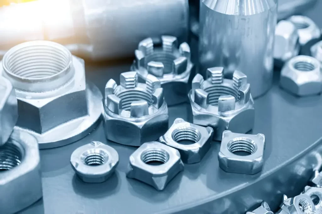 Several special-purpose construction nuts are displayed together.
