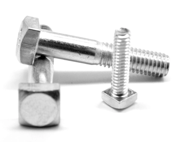 A closeup image of square head bolts of low carbon steel