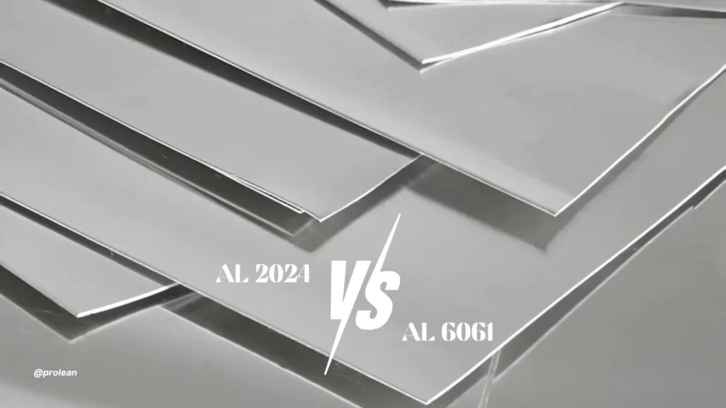 An image of a single aluminum sheet with a visible metallic surface texture. Bold overlaid text reads “Aluminum 2021 vs 2024.”