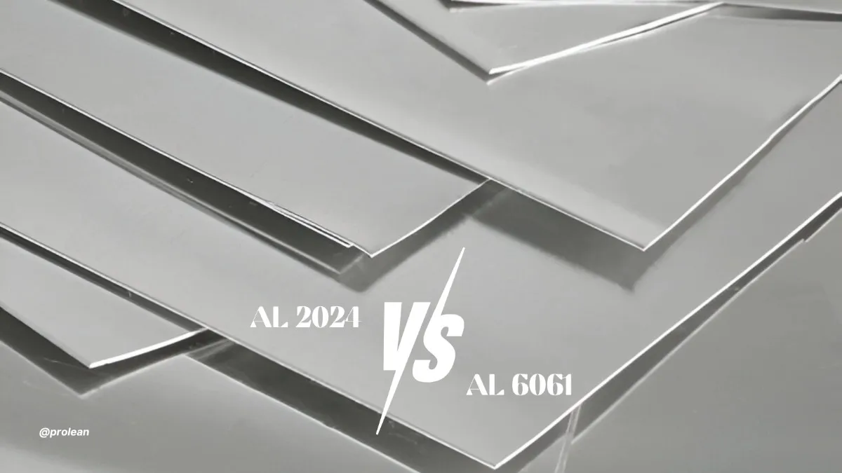 An image of a single aluminum sheet with a visible metallic surface texture. Bold overlaid text reads “Aluminum 2021 vs 2024.”