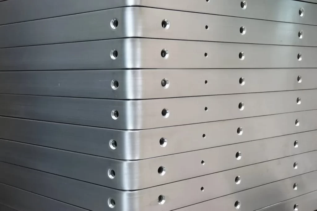 Angled aluminum sheets with blanks 