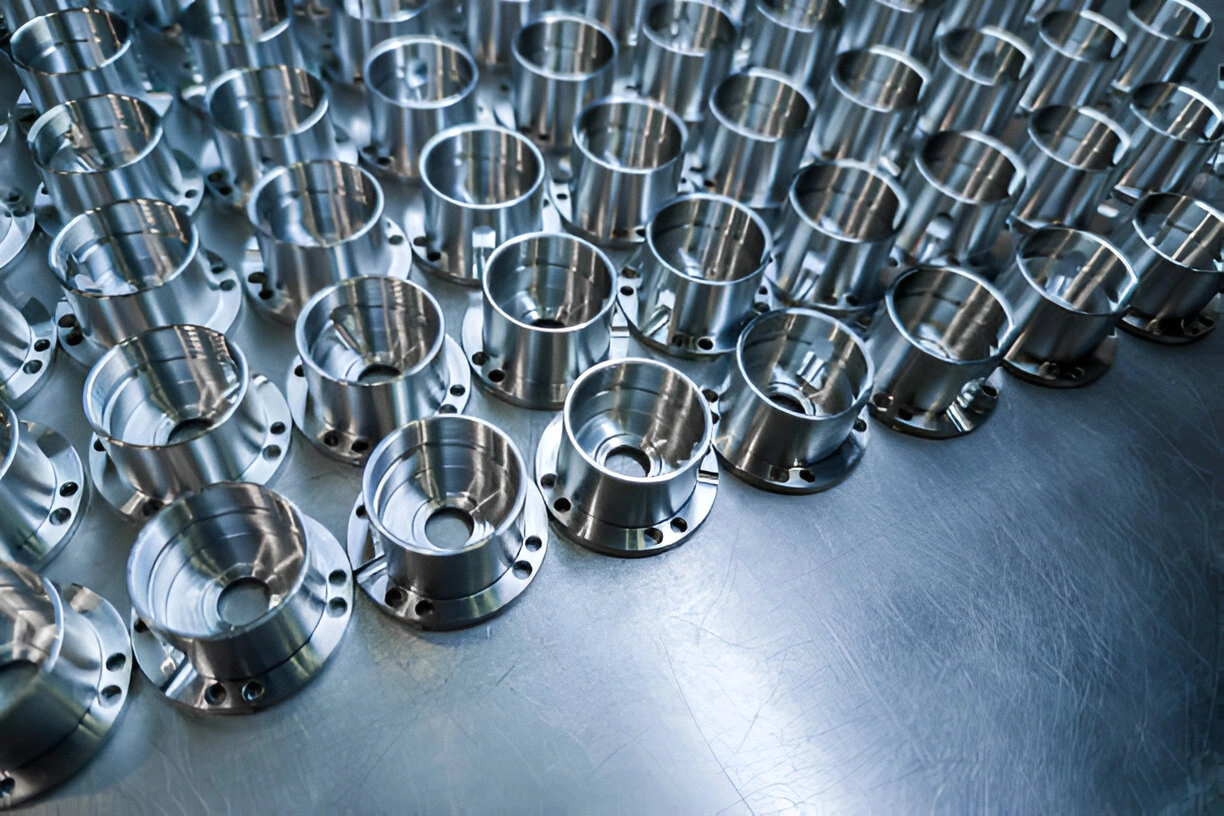 A set of CNC machined aerospace parts with smooth machined surfaces and tight edges