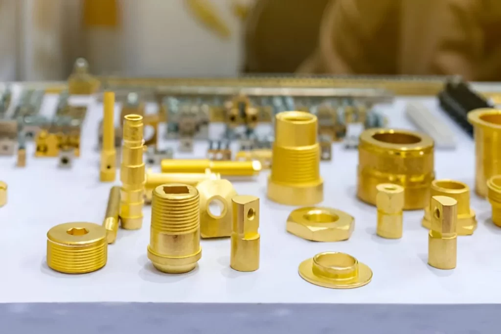 The image depicts neatly arranged connection joints and nut bolts. It clearly shows their shapes and mechanical features.