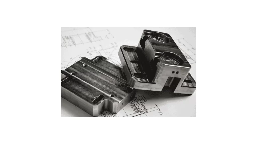 The image shows a set of Kovar aerospace machined parts arranged for display.