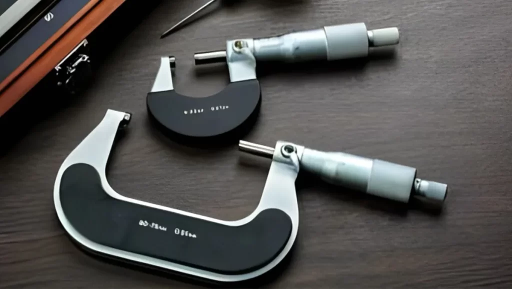 Two precision micrometers for accurate measurement.