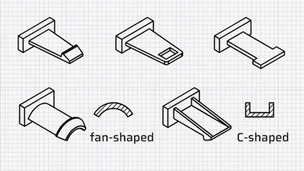 Various illustrated snap-fit joints on a grid.