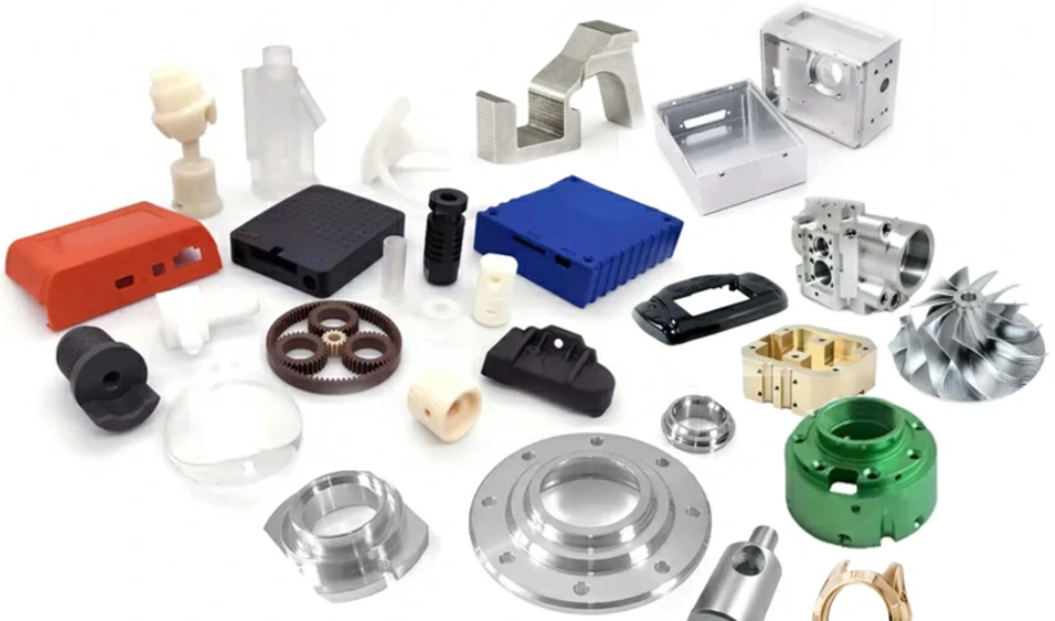 CNC-machined plastic and metal parts for medical use, some machined on the vertical  milling center