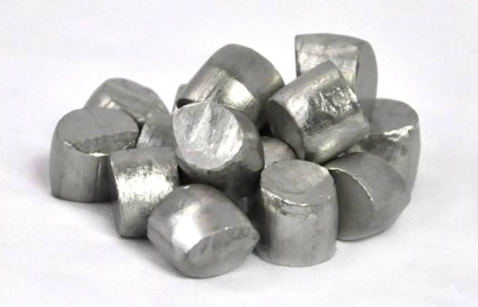 Raw ingots of shiny tin metal