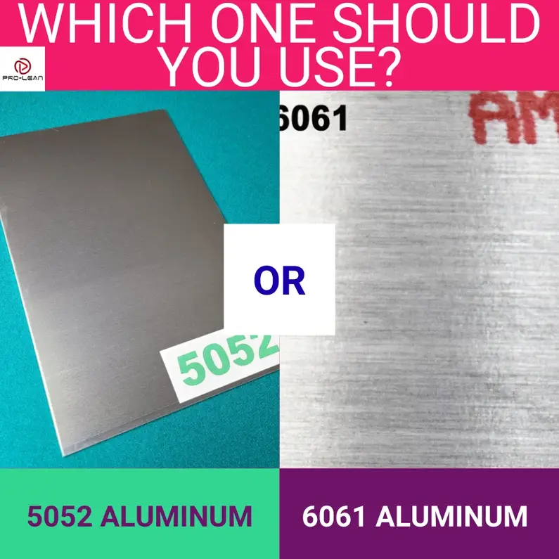 Plates of 5052 aluminum and 6061 aluminum alongside each other in an image