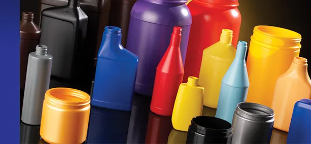 A collection of plastic bottles made by blow molding