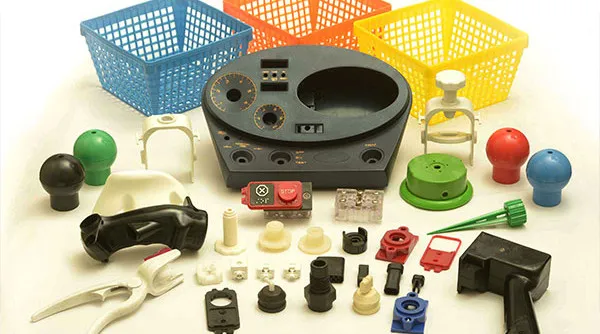 Different plastic products made by the injection molding process