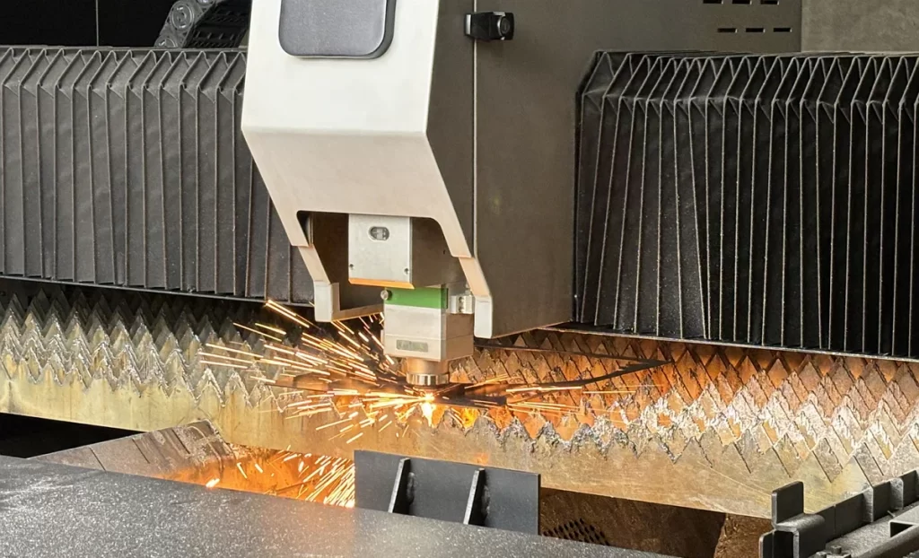 Cutting of a brass sheet using a laser 