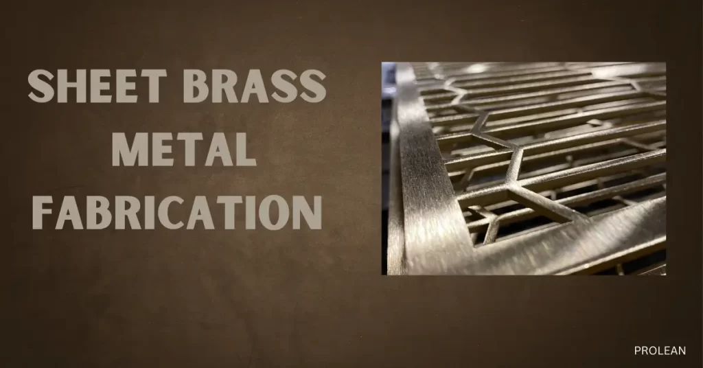 Sheet brass metal fabrication showcasing precision-cut brass sheet with geometric patterns and polished finish.