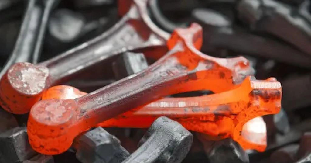 A close-up view of hot & red connecting rods 