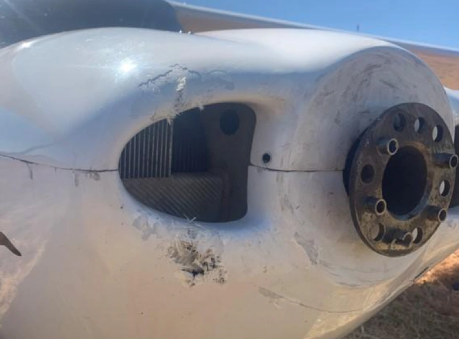 A closeup of the propeller section showing where the bolt fracture occurred in the Jabiru J170-C aircraft accident