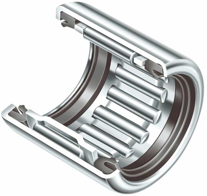 Cross-section view of needle roller bearing showing cylindrical rollers within outer shell casing